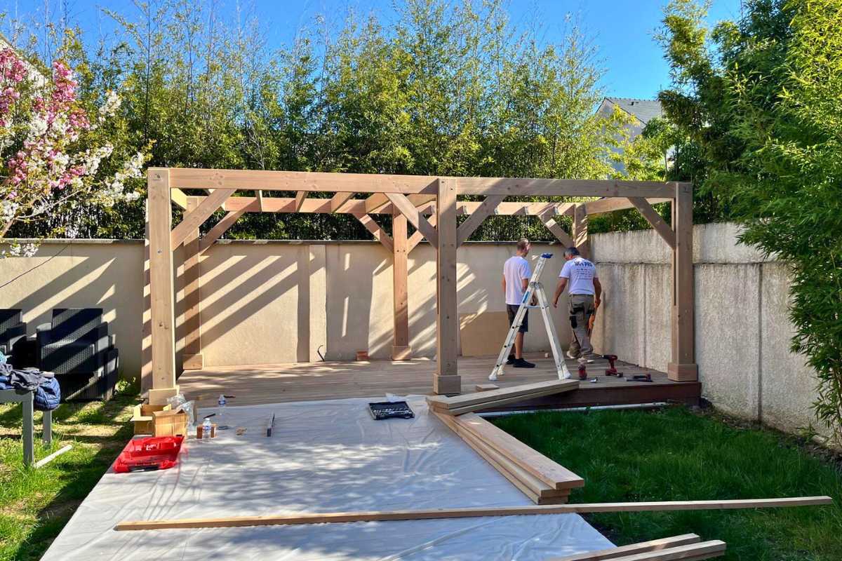 pool house bois pergola plate douglas